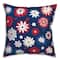 18" Patriotic Flower Doodle Indoor Outdoor Pillow